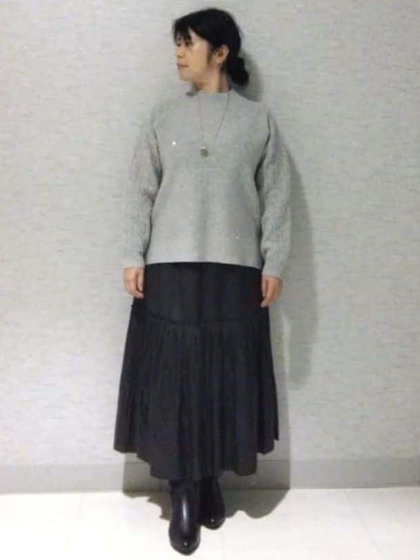 sakoさんの「Reflect｜【SS-4Lサイズ／衿が顔に当たらない◎】スタンドネックミドルコート」を使ったコーディネート