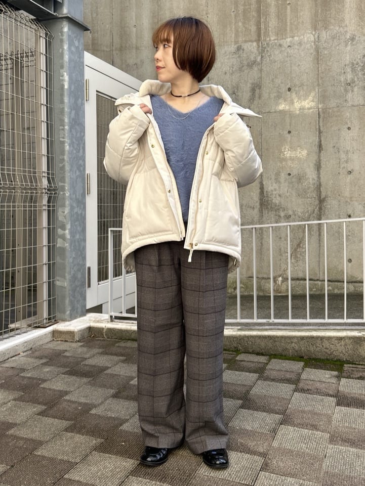 ga_riさんの「THE SHOP TK｜【すっきり見えシルエット】上品ふわもこ中綿ブルゾン」を使ったコーディネート
