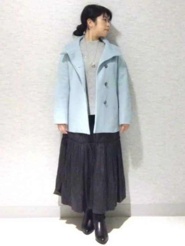 sakoさんの「Reflect｜【SS-4Lサイズ／衿が顔に当たらない◎】スタンドネックミドルコート」を使ったコーディネート