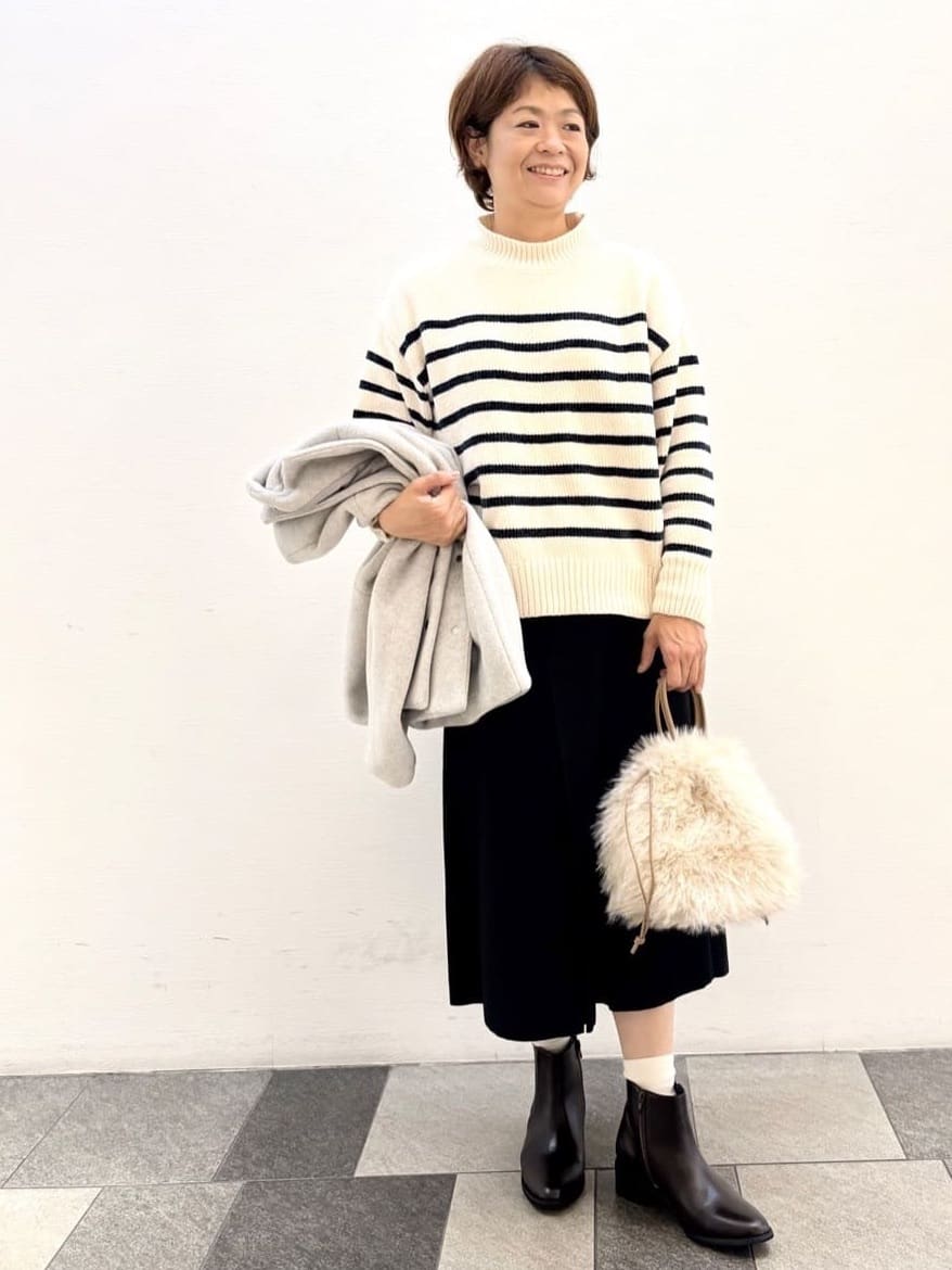 Haruさんの「Dessin｜【洗える】ハイネックベロアモールニット」を使ったコーディネート