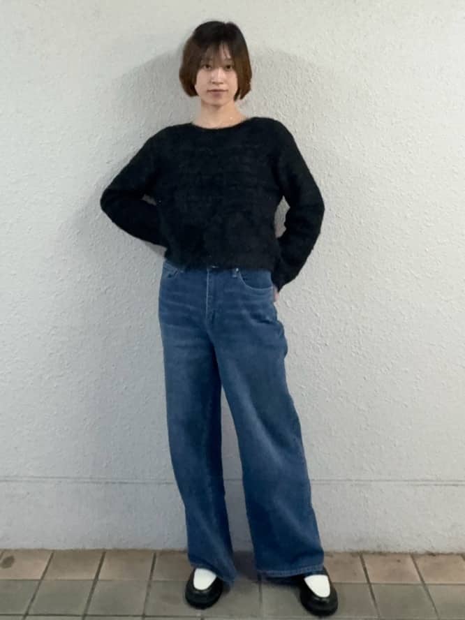 risaさんの「OPAQUE.CLIP｜ラメシャギーニット【洗濯機OK】」を使ったコーディネート