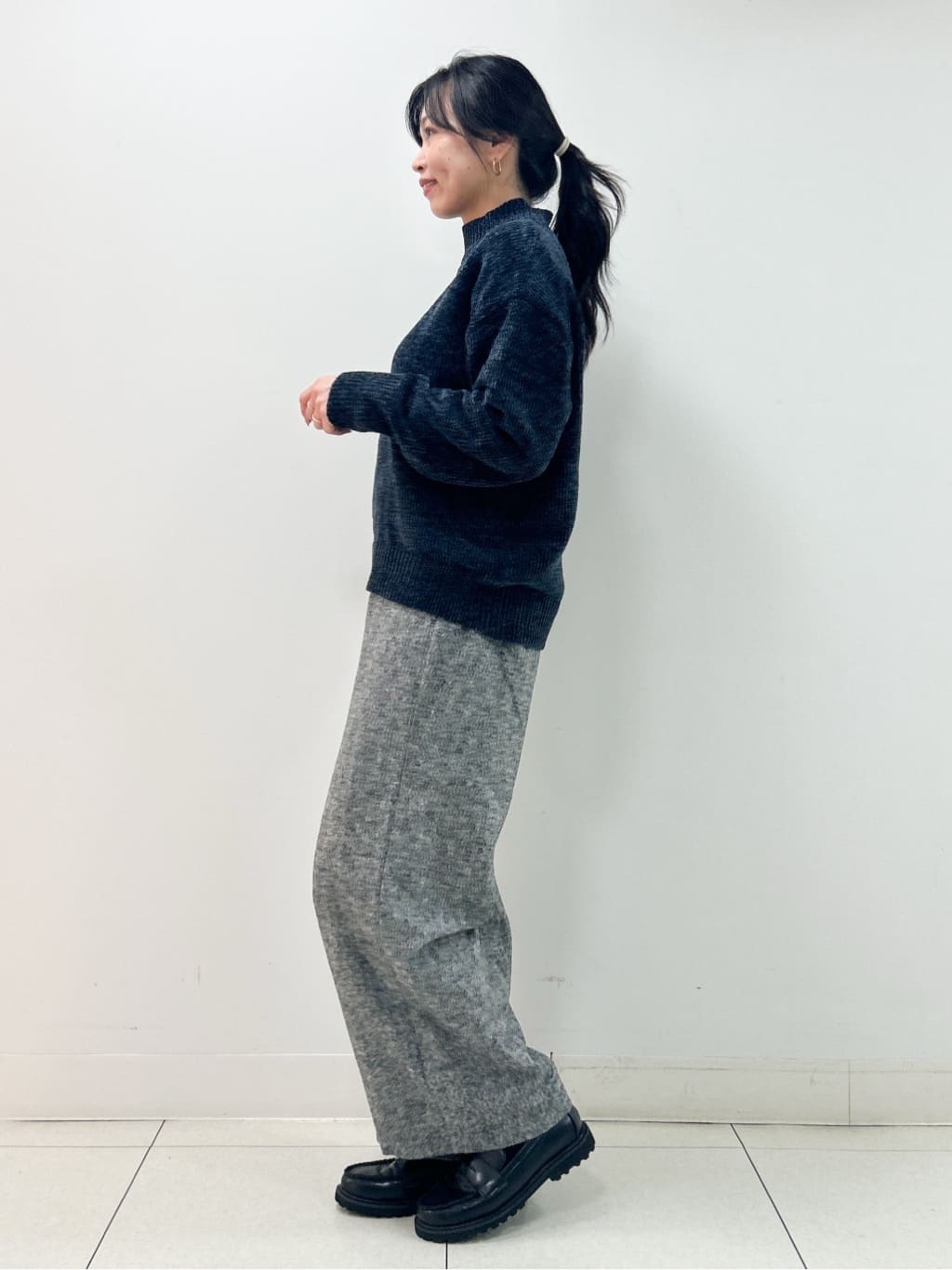 Kaiさんの「Dessin｜【洗える】ハイネックベロアモールニット」を使ったコーディネート