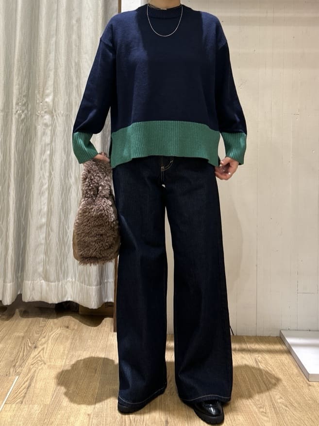 ga_riさんの「THE SHOP TK｜インしないで着られる カラーブロックニット」を使ったコーディネート
