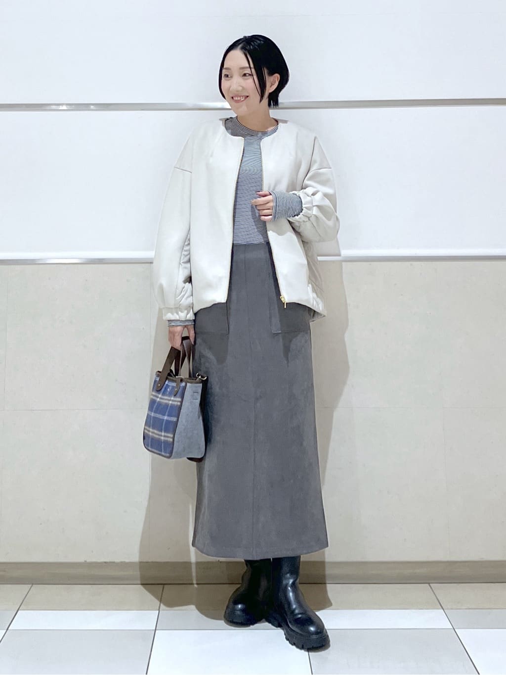 eriko さんの「Dessin｜ダンボールジップブルゾン」を使ったコーディネート