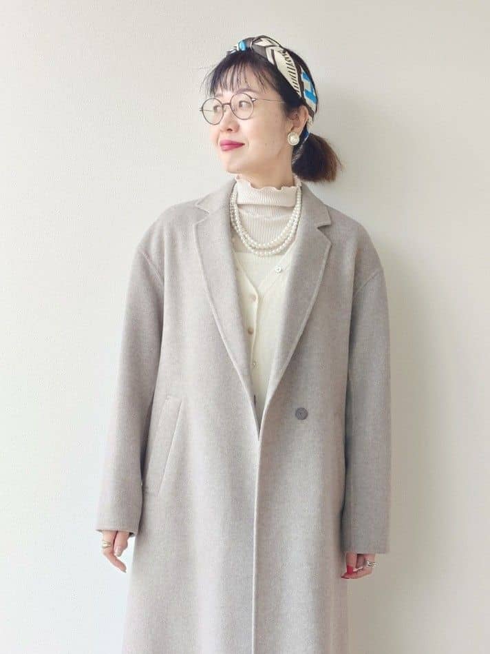 MUTSUKOさんの「UNTITLED｜【ロング丈/軽やか】テーラード　リバーコート」を使ったコーディネート