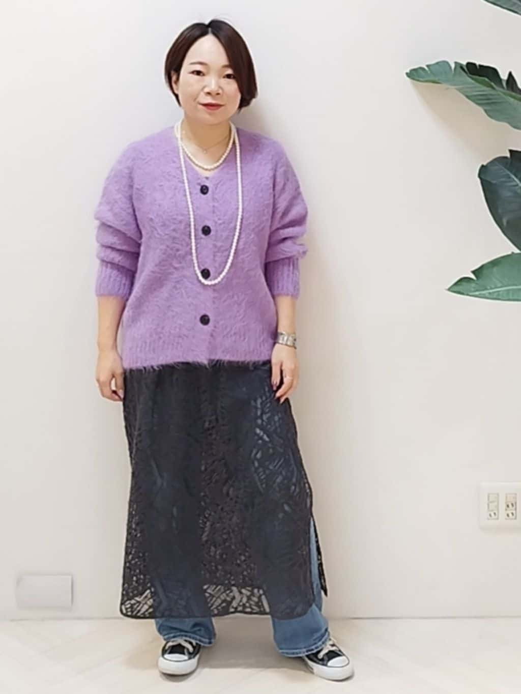 s u g iさんの「UNTITLED｜【ゆったり】アルパカ混シャギー カーディガン」を使ったコーディネート