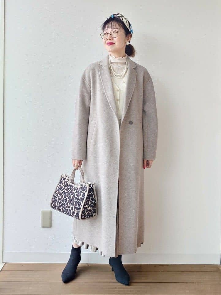 MUTSUKOさんの「UNTITLED｜【ロング丈/軽やか】テーラード　リバーコート」を使ったコーディネート