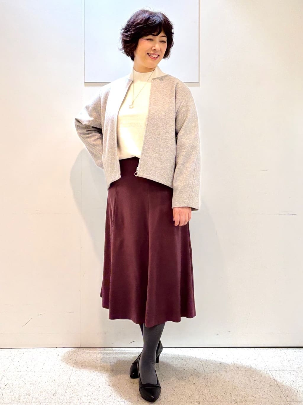 ヤスコさんの「Reflect｜【ゆったりシルエット】ジャージメルトンコクーンジャケット」を使ったコーディネート