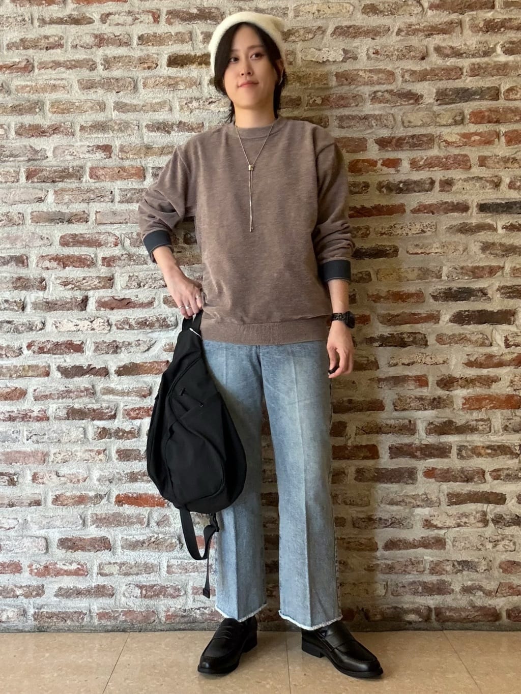 しばさんの「THE SHOP TK｜【触れるたびに心地良い】ライトモールニット　洗濯機OK/ユニセックスでおすすめ！」を使ったコーディネート