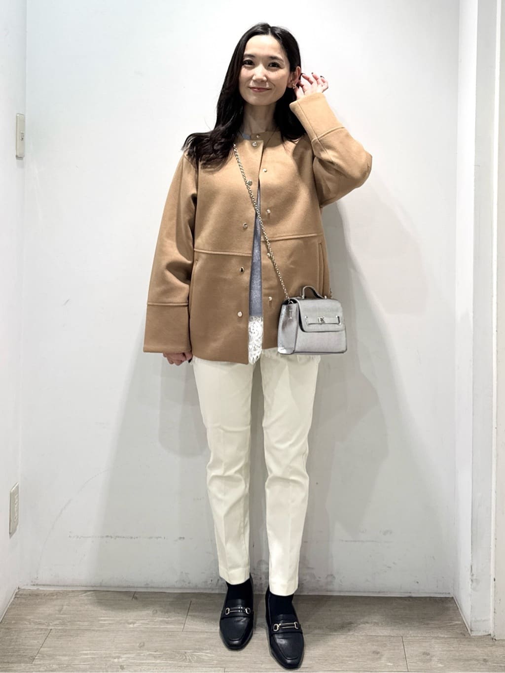 yuicciさんの「OPAQUE.CLIP｜ウールライクメルトンノーカラーコート【洗濯機洗い可】」を使ったコーディネート