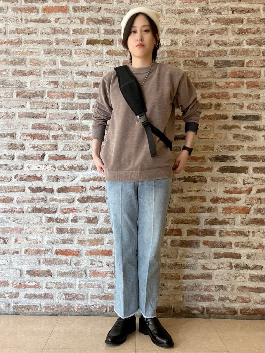 しばさんの「THE SHOP TK｜【触れるたびに心地良い】ライトモールニット　洗濯機OK/ユニセックスでおすすめ！」を使ったコーディネート