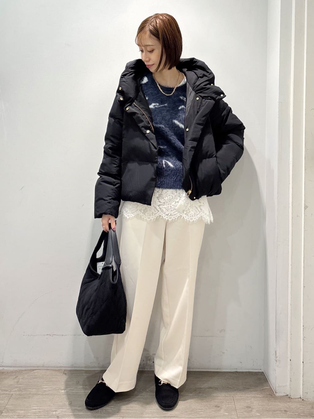 ぶまりんさんの「OPAQUE.CLIP｜アート柄シャギーニット【洗濯機OK】」を使ったコーディネート