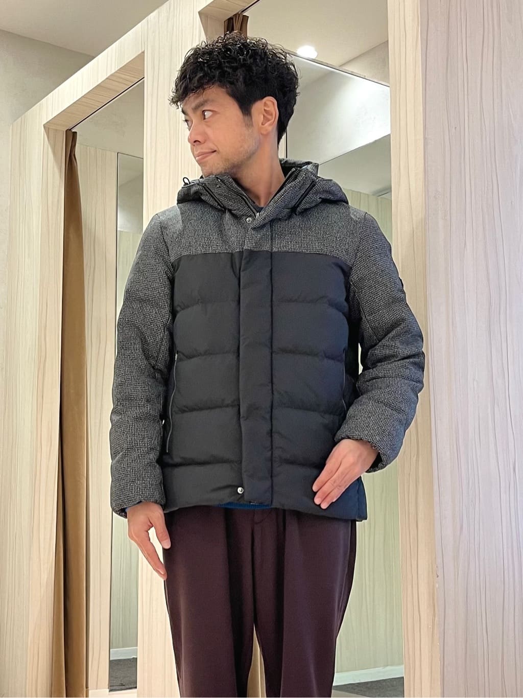 URAさんの「TAKEO KIKUCHI｜カラーコンビ ダウンブルゾン」を使ったコーディネート