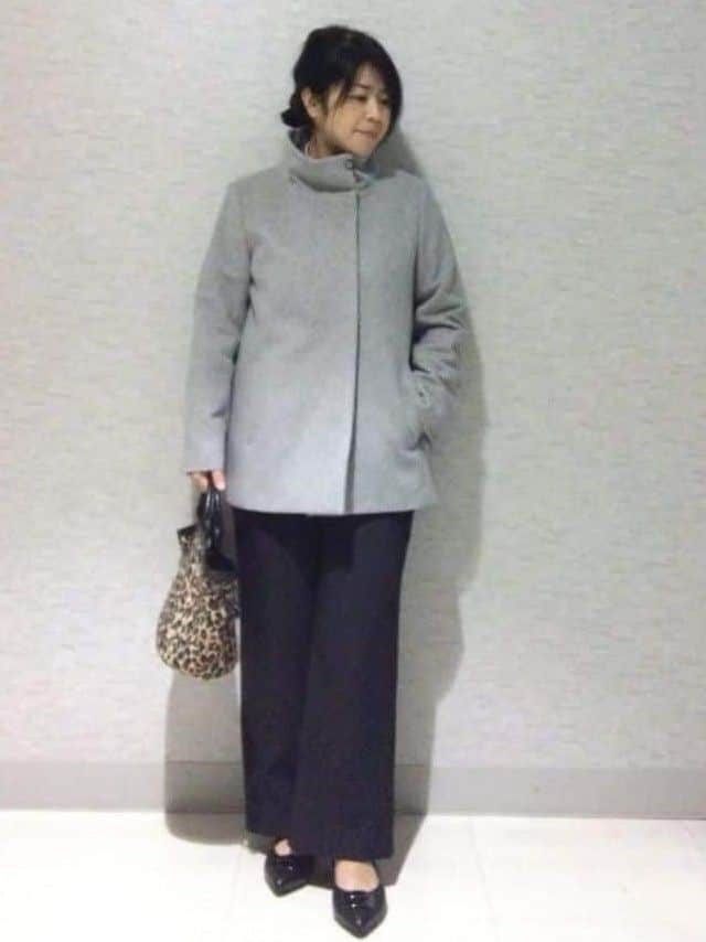 sakoさんの「Reflect｜【SS-4Lサイズ／衿が顔に当たらない◎】スタンドネックミドルコート」を使ったコーディネート