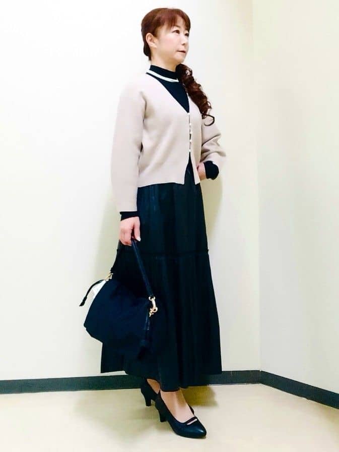 花さんの「Reflect｜【重ね着に大活躍◎／暖か保湿素材】プチタートルネックニット」を使ったコーディネート