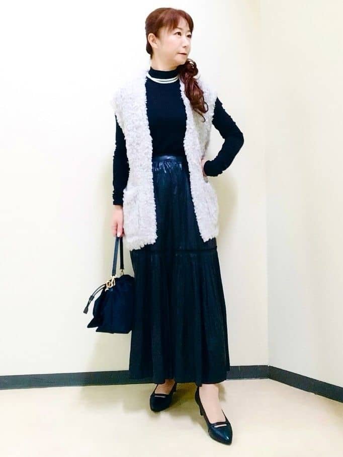 花さんの「Reflect｜【重ね着に大活躍◎／暖か保湿素材】プチタートルネックニット」を使ったコーディネート