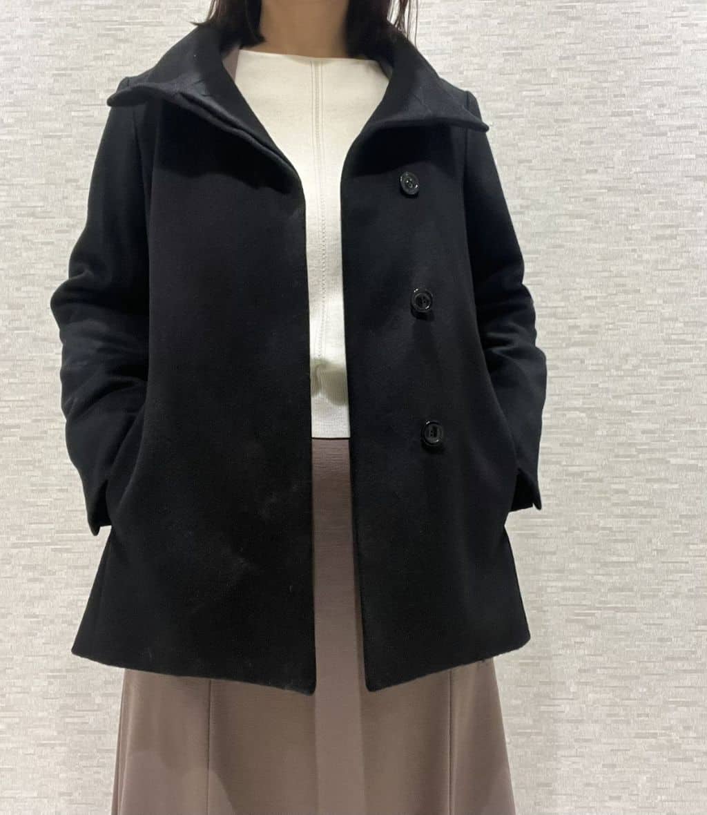 marikoさんの「Reflect｜【SS-4Lサイズ／衿が顔に当たらない◎】スタンドネックミドルコート」を使ったコーディネート