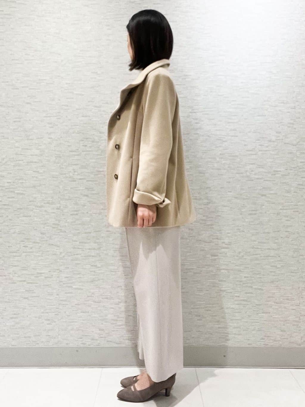 marikoさんの「Reflect｜【SS-4Lサイズ／衿が顔に当たらない◎】スタンドネックミドルコート」を使ったコーディネート
