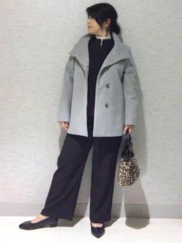 sakoさんの「Reflect｜【SS-4Lサイズ／衿が顔に当たらない◎】スタンドネックミドルコート」を使ったコーディネート