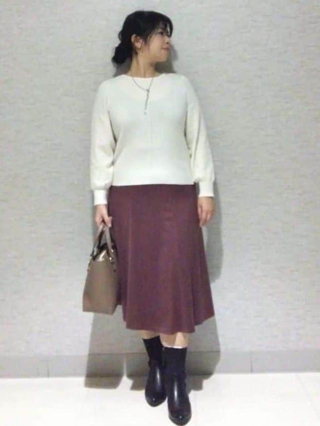 sakoさんの「Reflect｜【選べる8色／スカートにもパンツにも◎】ウール混ボートネックニット」を使ったコーディネート