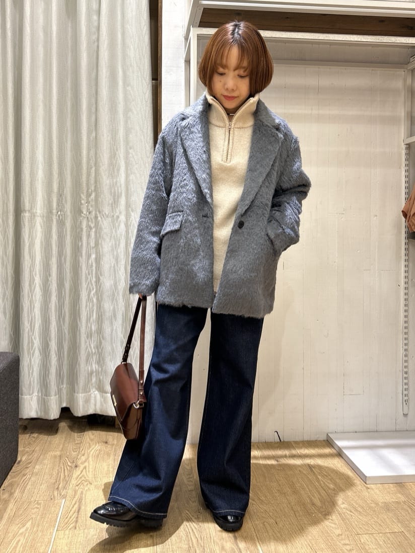 ga_riさんの「THE SHOP TK｜纏うだけで大人上品 シャギーチェスターハーフコート」を使ったコーディネート
