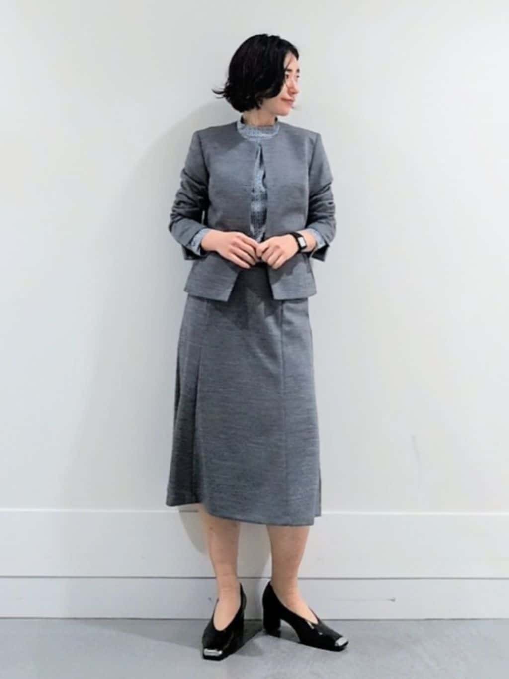 ミズタさんの「UNTITLED｜【洗えるスーツ/ストレッチ】ウール混ジャージ ノーカラージャケット」を使ったコーディネート