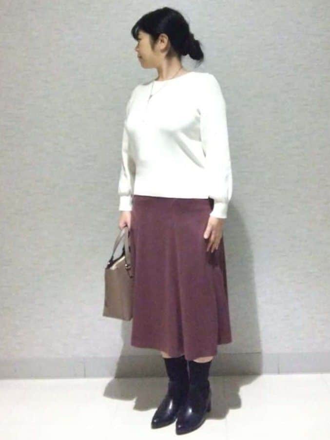 sakoさんの「Reflect｜【選べる8色／スカートにもパンツにも◎】ウール混ボートネックニット」を使ったコーディネート