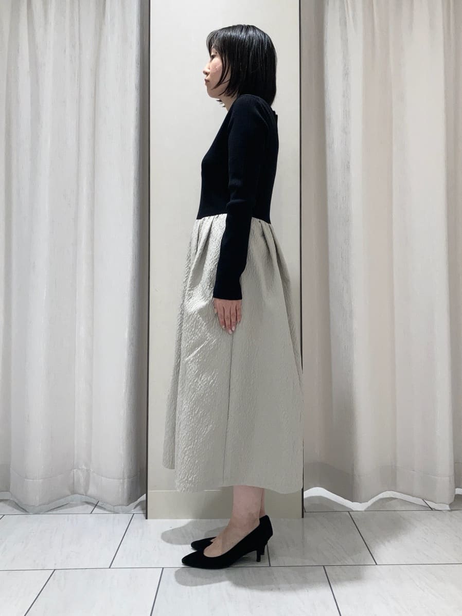 わたなべさんの「UNTITLED｜【大人フェミニン/トレンド】ニット&times;ジャカード ドッキングワンピース」を使ったコーディネート