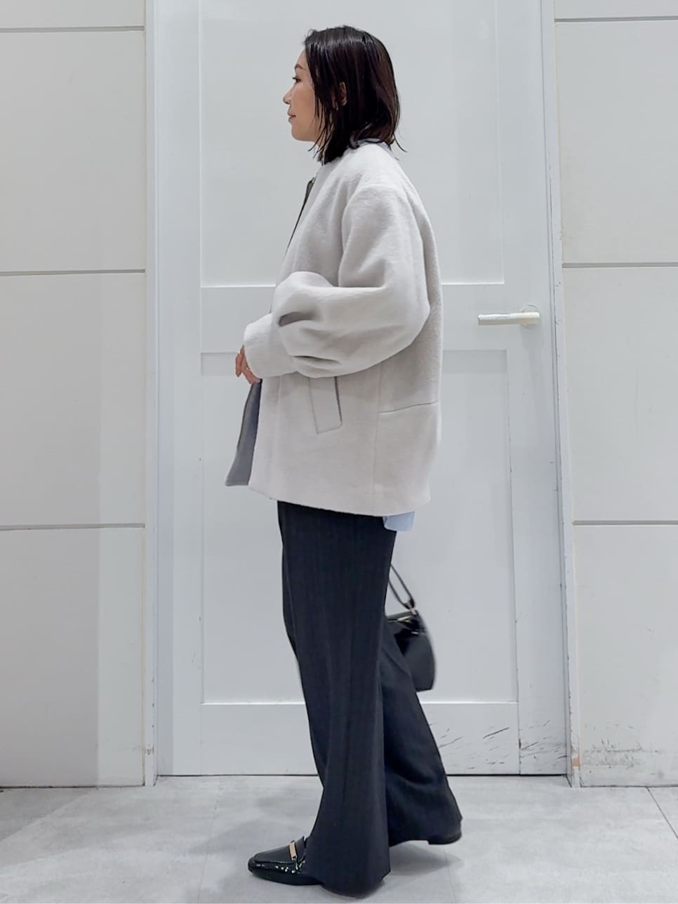 yuka.aさんの「OPAQUE.CLIP｜バンドカラーシャツ【洗濯機OK】」を使ったコーディネート