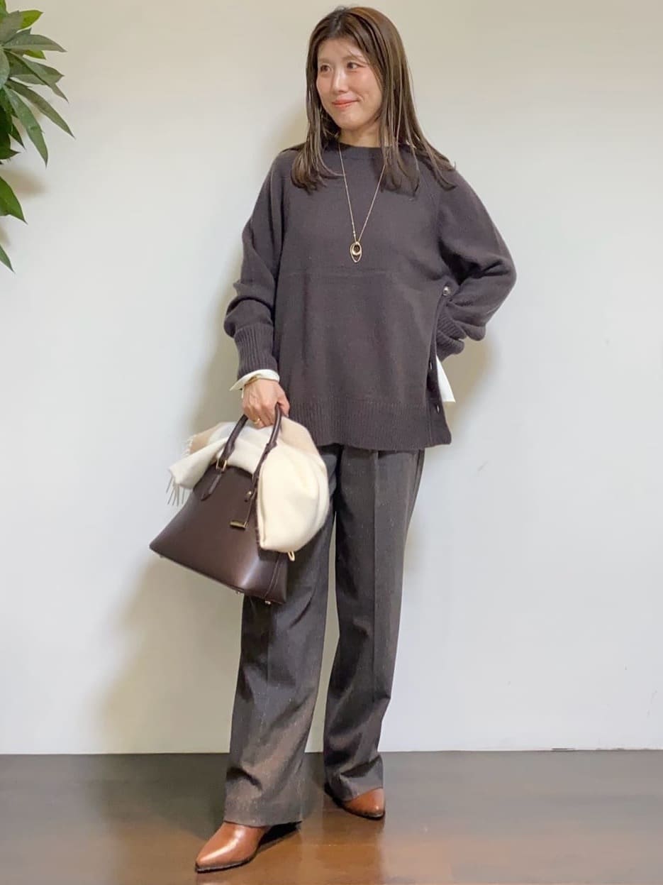 tomoさんの「UNTITLED｜【日本製／通勤／フォーマル】カシミヤ混ノーカラーコート」を使ったコーディネート