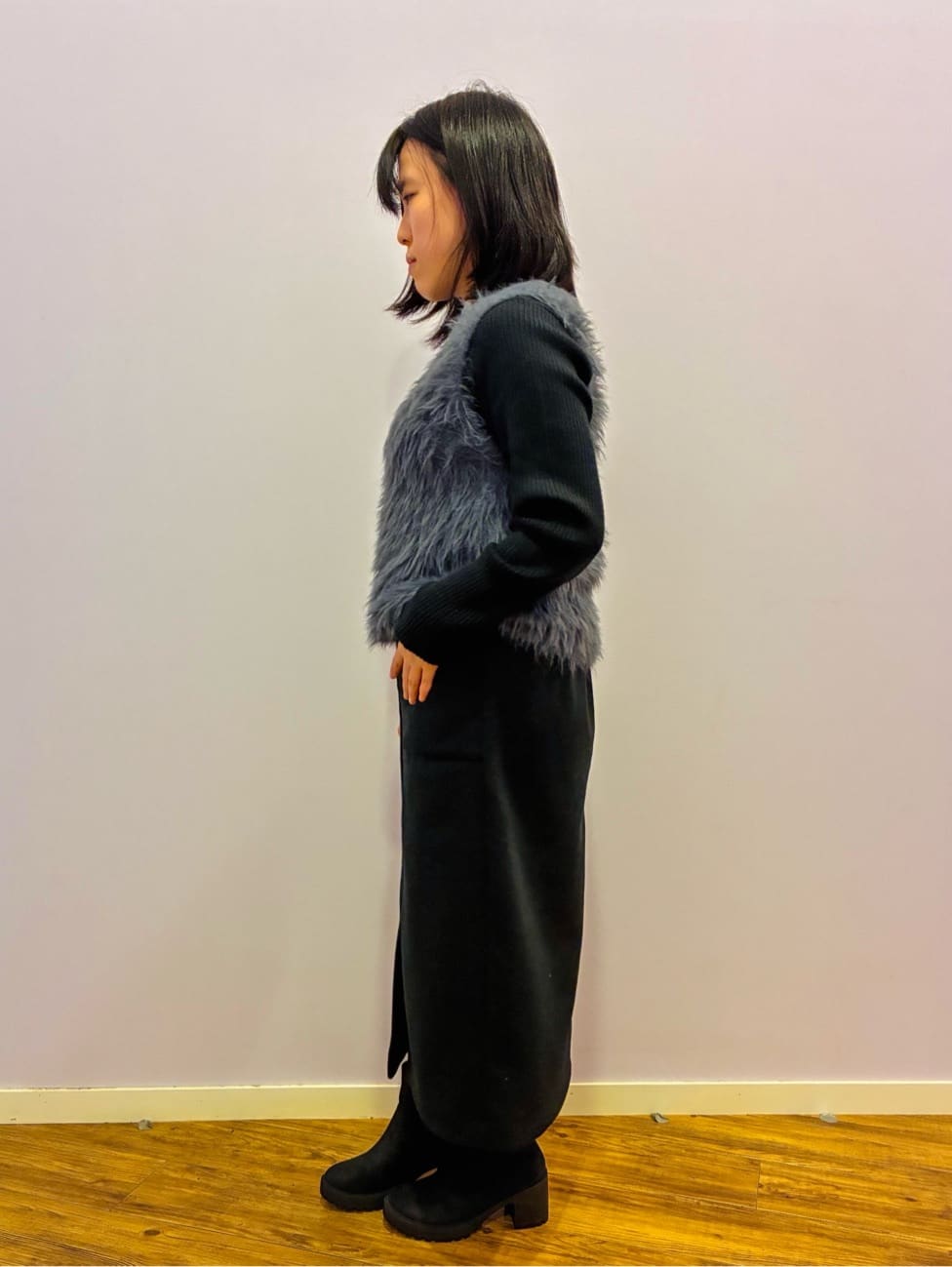 あゆさんの「SHOO･LA･RUE｜【S-LL/あったか】すらりときれい見え ベイカー風ナロースカート」を使ったコーディネート