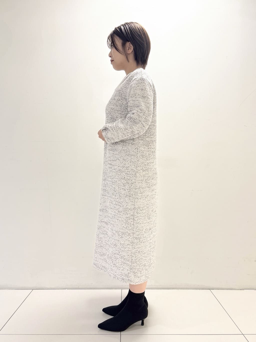 ayumiさんの「UNTITLED｜【洗える/ストレッチ】ツイードジャージワンピース」を使ったコーディネート