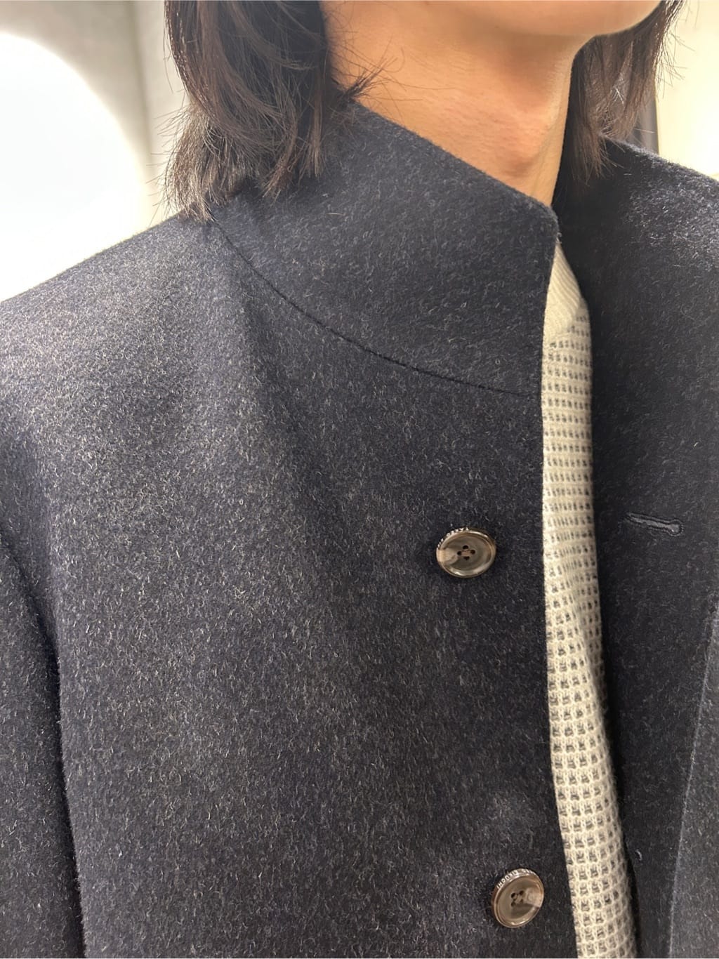 ruiさんの「TAKEO KIKUCHI｜【ウールカシミヤブレンド】ビーバー調 スタンドカラー コート」を使ったコーディネート
