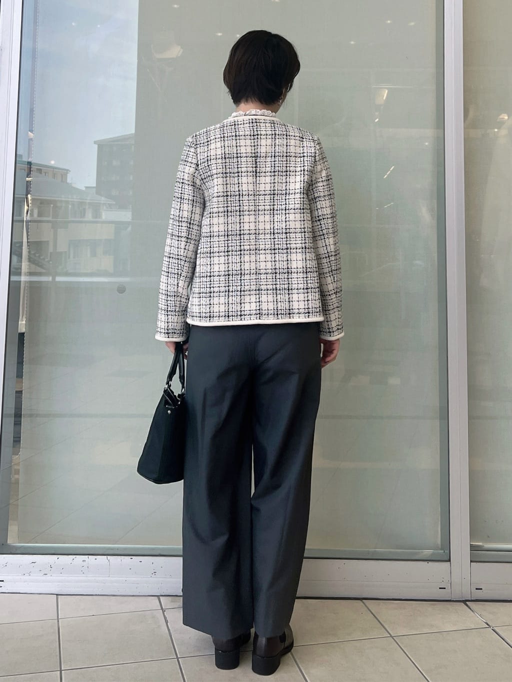 yo-koさんの「OPAQUE.CLIP｜チェックツイードジャケットコート／セットアップ対応【洗える】」を使ったコーディネート