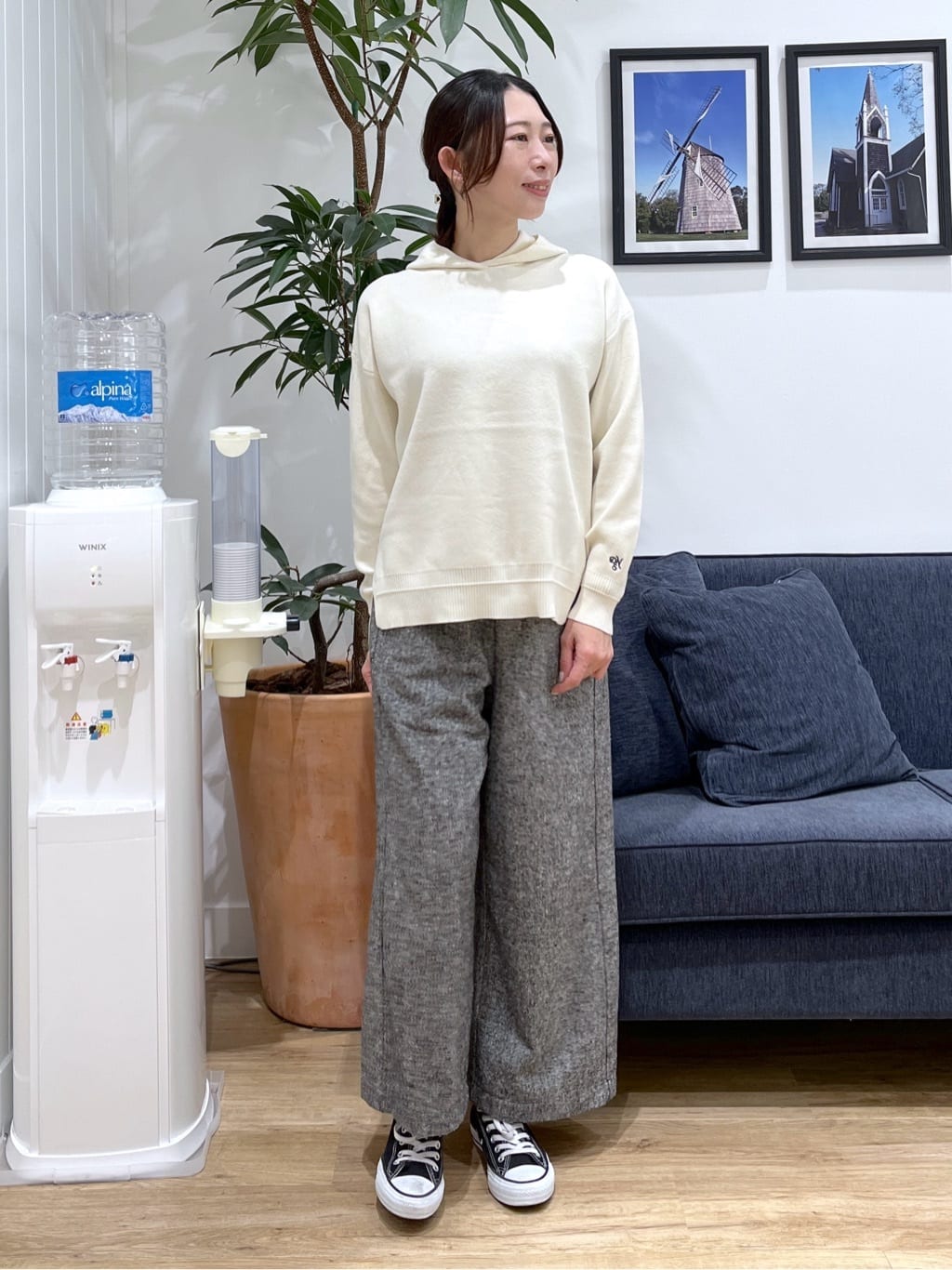canaさんの「Dessin｜【洗える／体型カバー】ちょうどいいニットパーカ」を使ったコーディネート