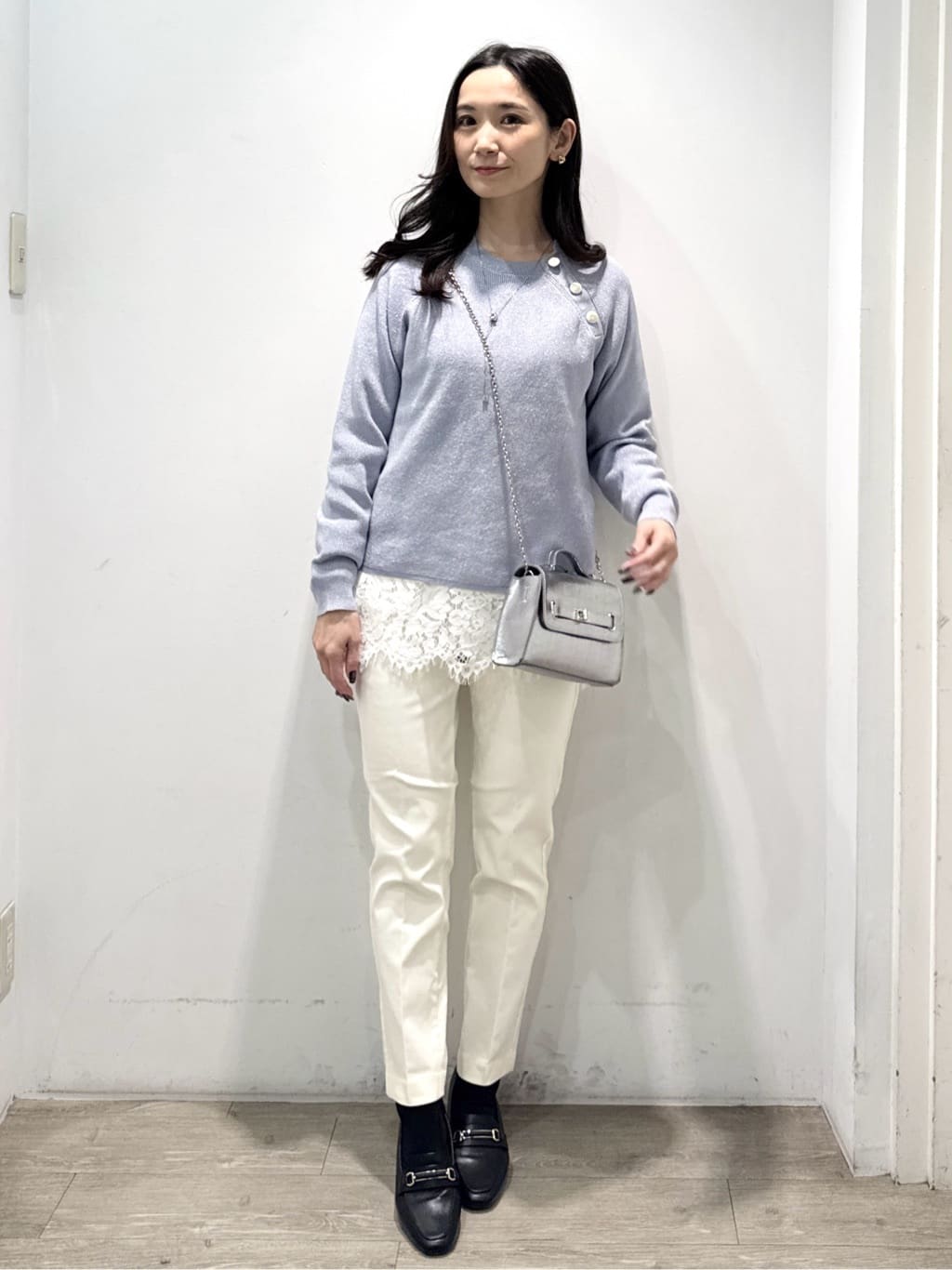yuicciさんの「OPAQUE.CLIP｜ボタンデザインラメニット【洗濯機OK】」を使ったコーディネート