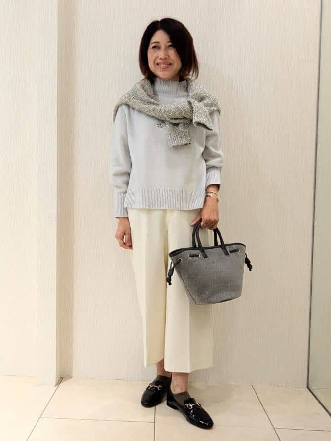 u-macoさんの「UNTITLED｜【8色展開/洗える】ウールカシミヤ ハイネックニット」を使ったコーディネート
