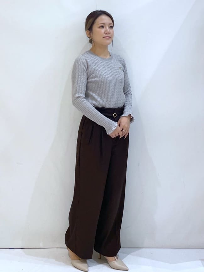 manaさんの「OPAQUE.CLIP｜ベルト付き2タックワイドパンツ【洗濯機OK／ストレッチ／防シワ／イージーアイロン】」を使ったコーディネート