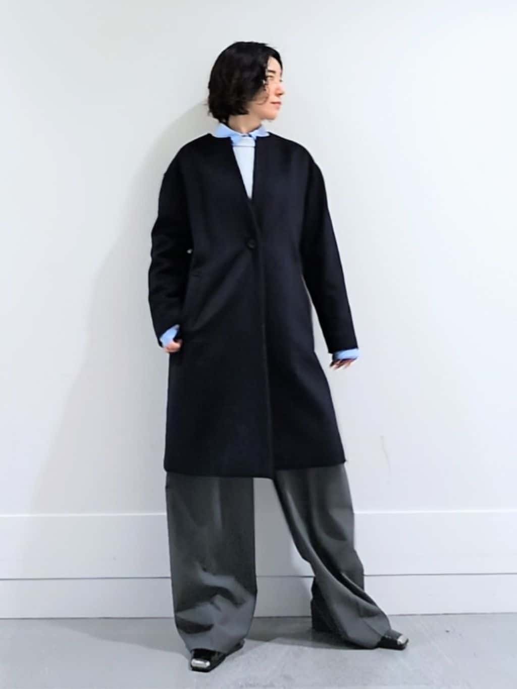ミズタさんの「UNTITLED｜【重ね着もおすすめ/洗える】ウールカシミヤ クルーネックニット」を使ったコーディネート