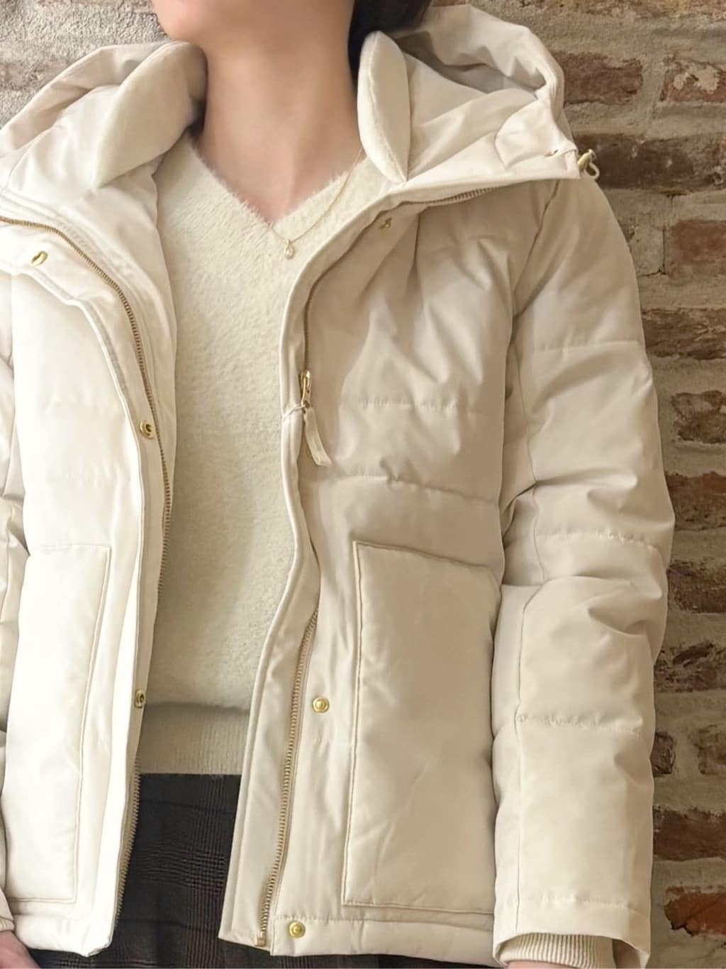しばさんの「THE SHOP TK｜【すっきり見えシルエット】上品ふわもこ中綿ブルゾン」を使ったコーディネート