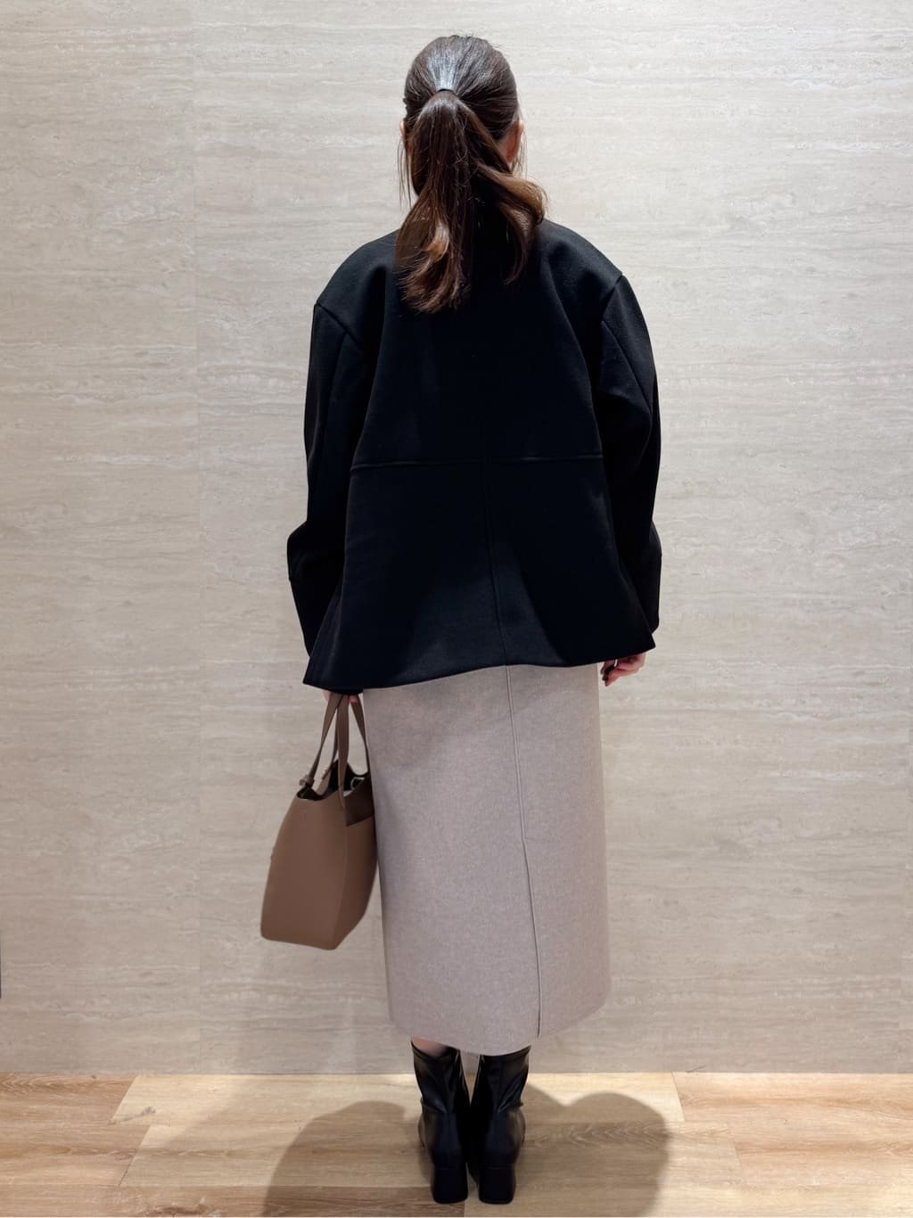 Hinaさんの「OPAQUE.CLIP｜ウールライクメルトンノーカラーコート【洗濯機洗い可】」を使ったコーディネート