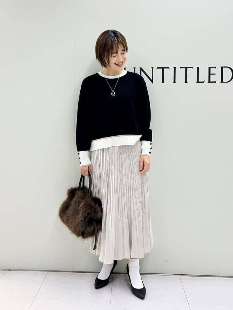 Mikiさんの「UNTITLED｜【アンサンブル可/洗える】ウールミラノリブニット」を使ったコーディネート