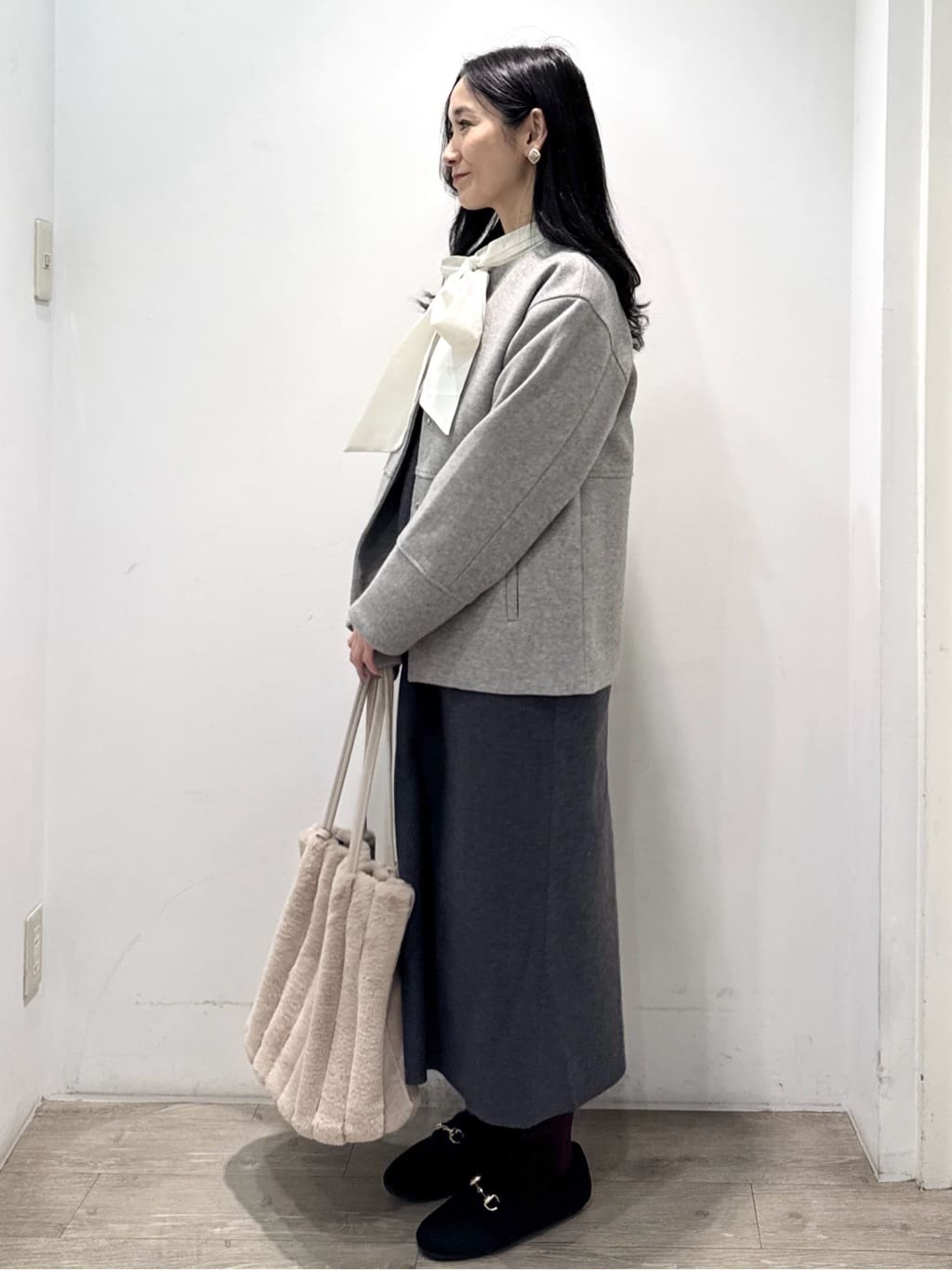 yuicciさんの「OPAQUE.CLIP｜ウールライクジャンパードレス【洗濯機洗い可】」を使ったコーディネート