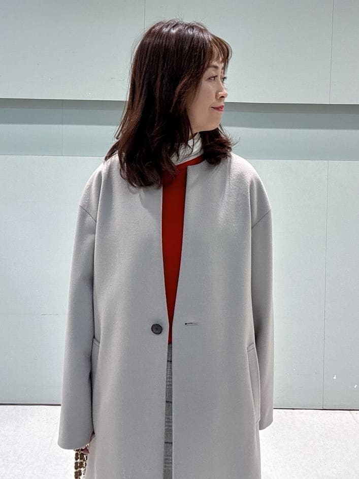 makiさんの「UNTITLED｜【日本製／通勤／フォーマル】カシミヤ混ノーカラーコート」を使ったコーディネート