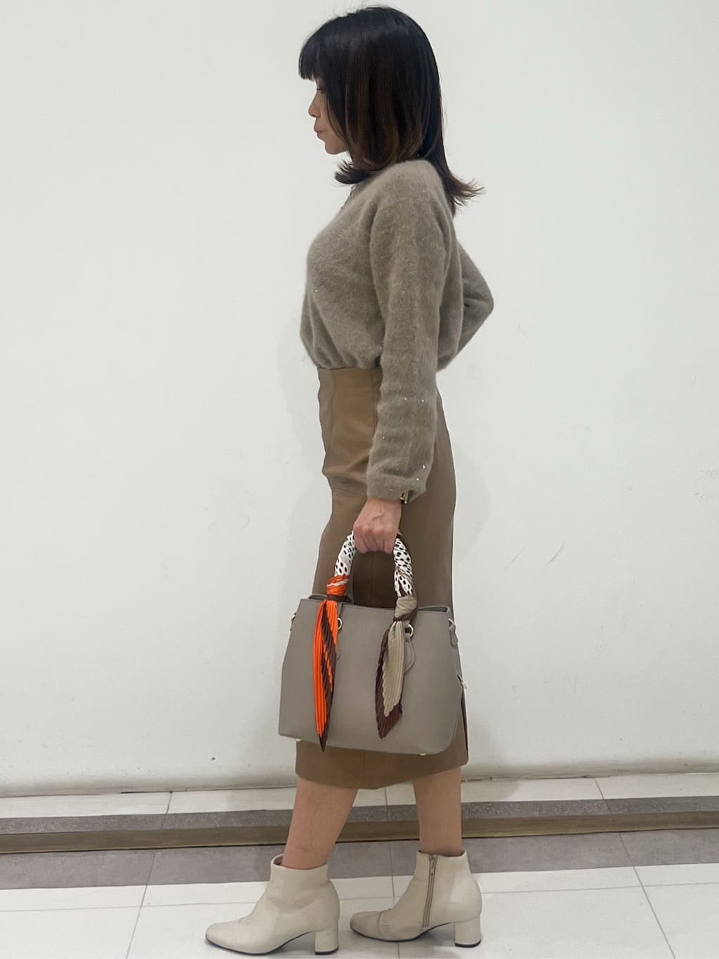 AYAさんの「COUP DE CHANCE｜【フォックス混】ショート丈ニットトップス」を使ったコーディネート