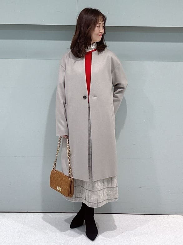 makiさんの「UNTITLED｜【日本製／通勤／フォーマル】カシミヤ混ノーカラーコート」を使ったコーディネート