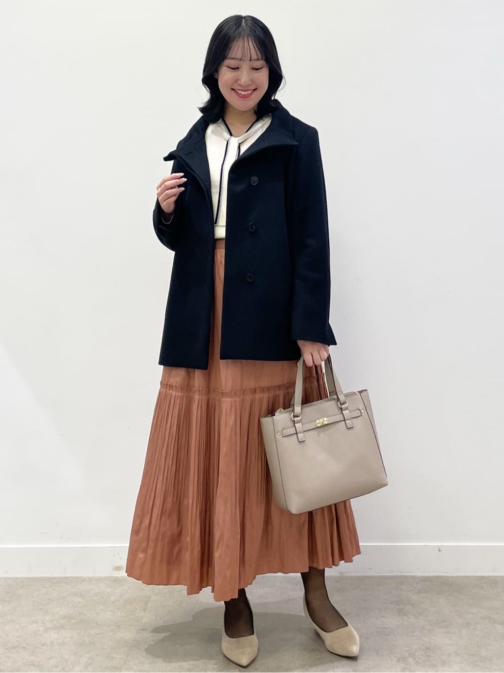yukariさんの「Reflect｜【SS-4Lサイズ／衿が顔に当たらない◎】スタンドネックミドルコート」を使ったコーディネート