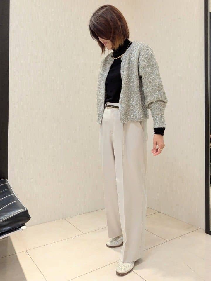 u-macoさんの「UNTITLED｜【ラメ風/着映え】ファンシーヤーン カーディガン」を使ったコーディネート