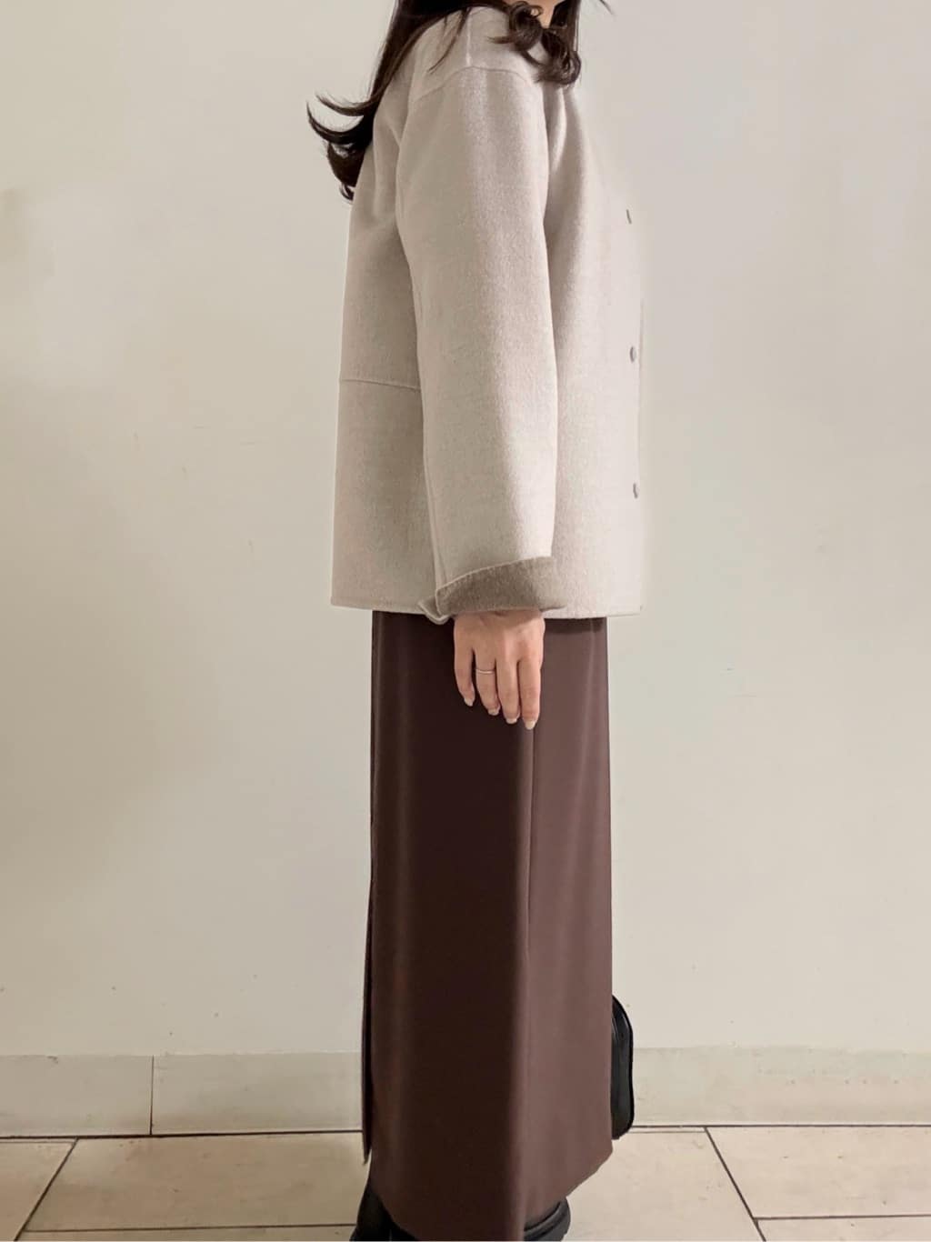 kahoさんの「INDIVI｜ストレッチミドルブーツ」を使ったコーディネート