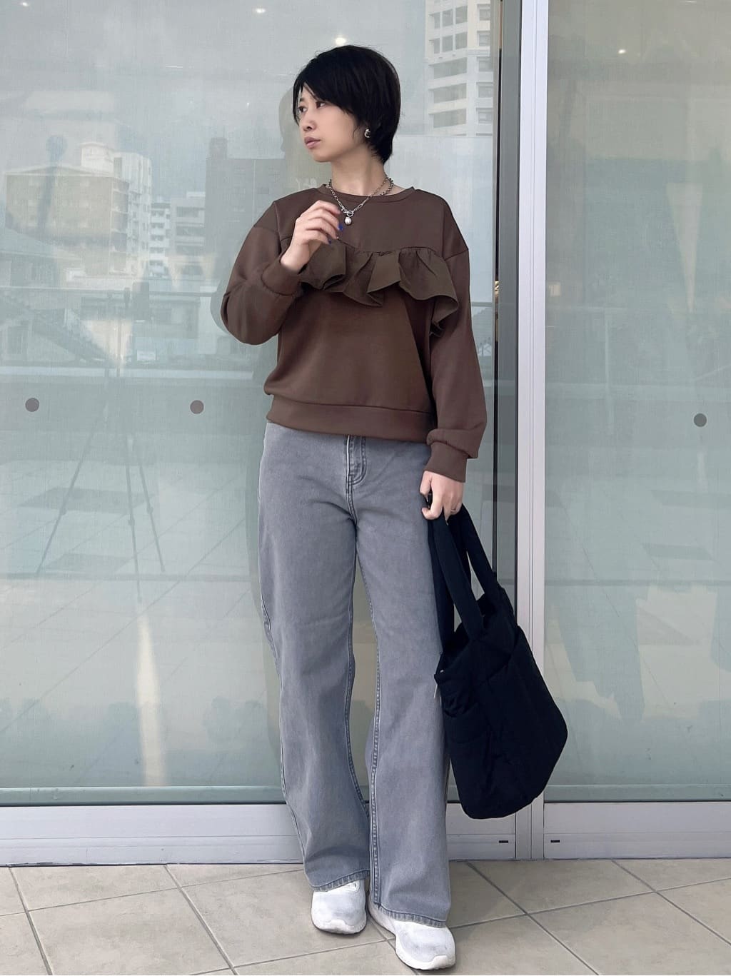 yo-koさんの「OPAQUE.CLIP｜フリルドッキングトップス【洗濯機OK】」を使ったコーディネート